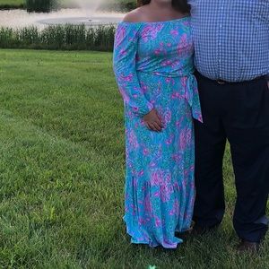 Lilly Pulitzer off the shoulder maxi dress